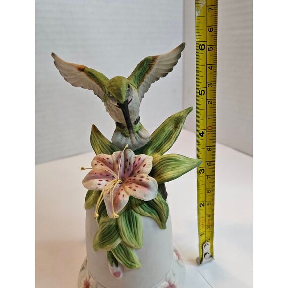 Hummingbird Seymour Mann Signed M. Bernini Porcelain Bisque Bell 1996 Vintage 6" - Picture 8 of 10